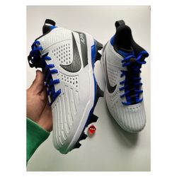 Nike Alpha Menace Strong Football Cleats White Blue Men’s sz 10 NEW NO BOX!