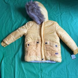 NWT 7 For All Mankind Yellow Plush Soft Puffy Coat Jacket 4T