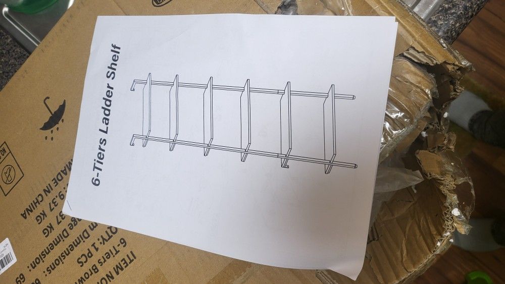 Modern Industrial 6 Tiers Ladder Shelf, Marble White Wall Mount Standing Leaning
Bookshelf Open Tall Bookcase Wall Shelves Decorative Living Room Bed