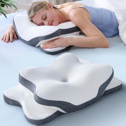 Ergonomic Cooling Odorless Contour Memory Foam Cervical Neck Pillow - Size Queen