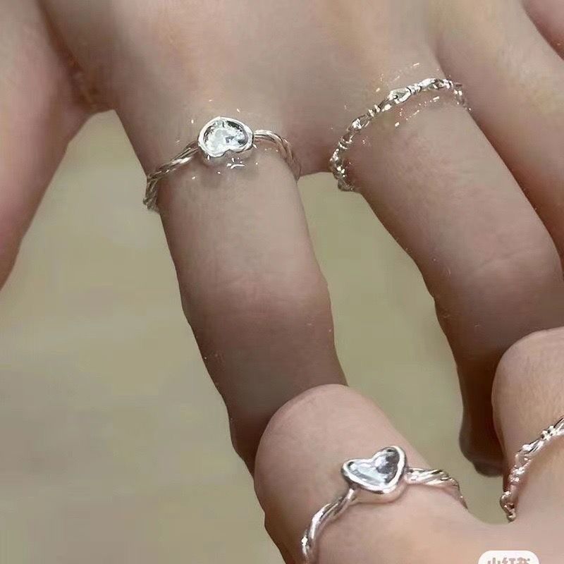 Girl‘s heart bursting pink love ring female ins niche high-end opening adjustable index finger ring girlfriend ring
