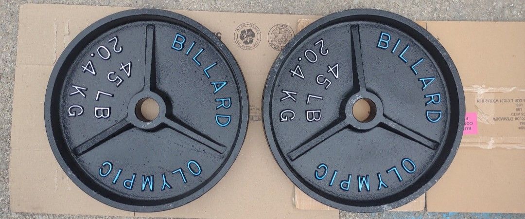 Billard 2" Deep Dish (USA Made) Olympic Weight Plate 45 Lbs Set of 2