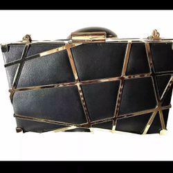Caged Box Clutch- With Gold Frame &Chain Strap