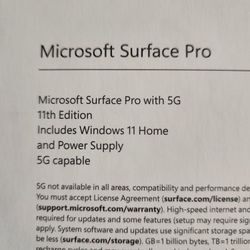 Microsoft Surface Pro 5g 11th Edition