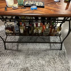 Table With Wine Rack, And Two Barstools