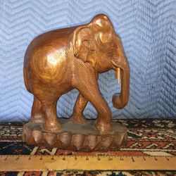 Vintage Carved Wood Elephant 