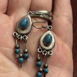 Navajo Sterling silver turquoise dangle earrings