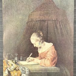 Gerard Terburg TER BORCH The Letter Original Vintage Fine Art Print 1930’s Dutch USA Printed Antique Collectible Ephemera