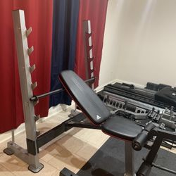 Like New Adidas Adjustable Weight Bench With Squat Rack