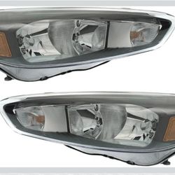 Headlights w/Bulb Left and Right - Headlight Assembly Replacement for Ford Focus 2015 2016 2017 2018 2.0L l4.