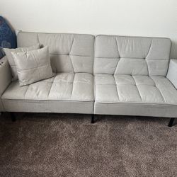 Casa Andrea Milano llc Modern Plush Tufted Linen Fabric Splitback Living Room Sleeper Futon, Small, Grey