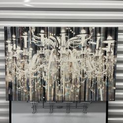 The Oliver Gal Artist Co. Fashion and Glam Framed Wall Art Canvas Prints 'Diamond Shower' Chandelier