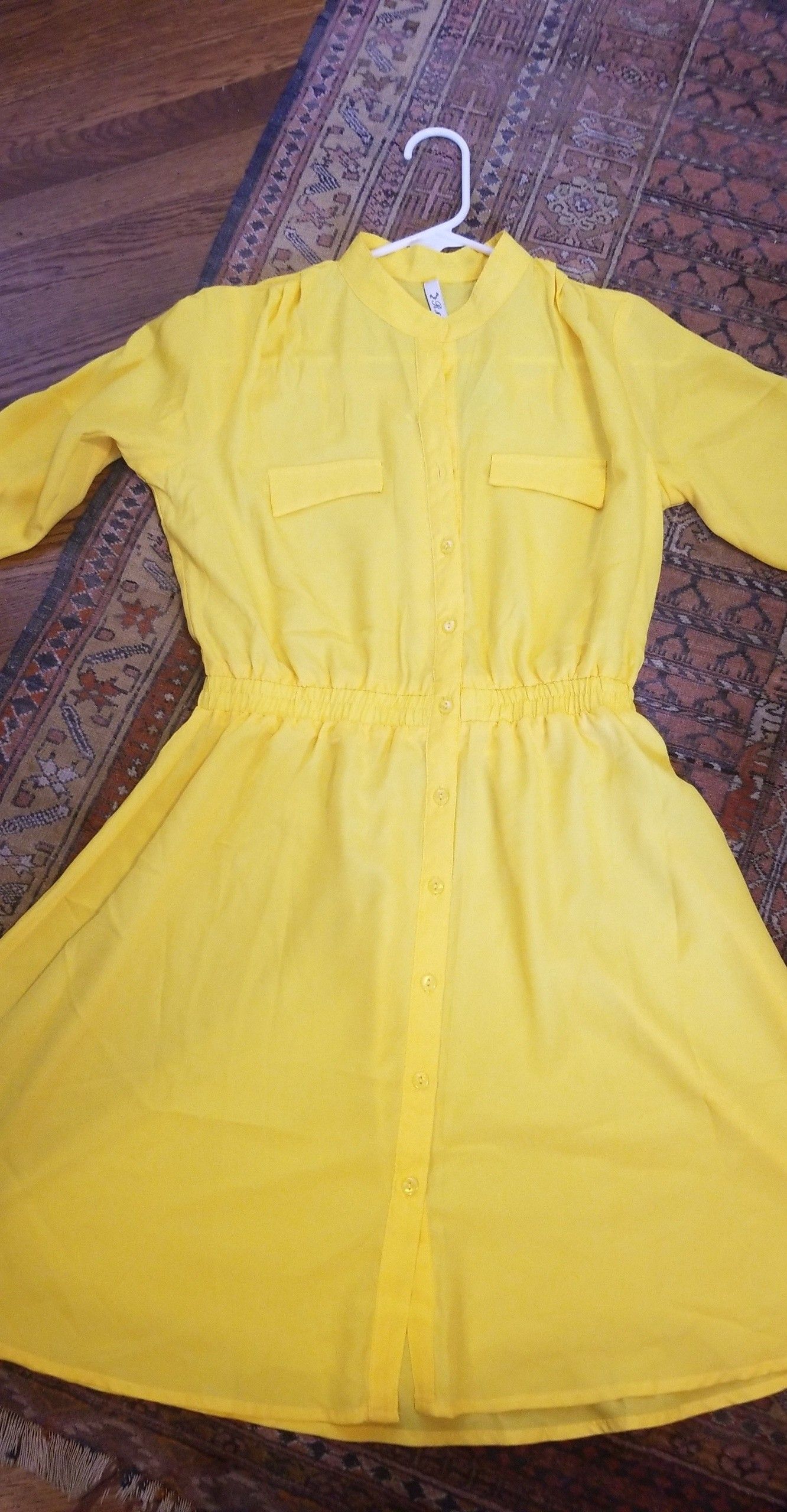 Yellow long sleeve flowy dress