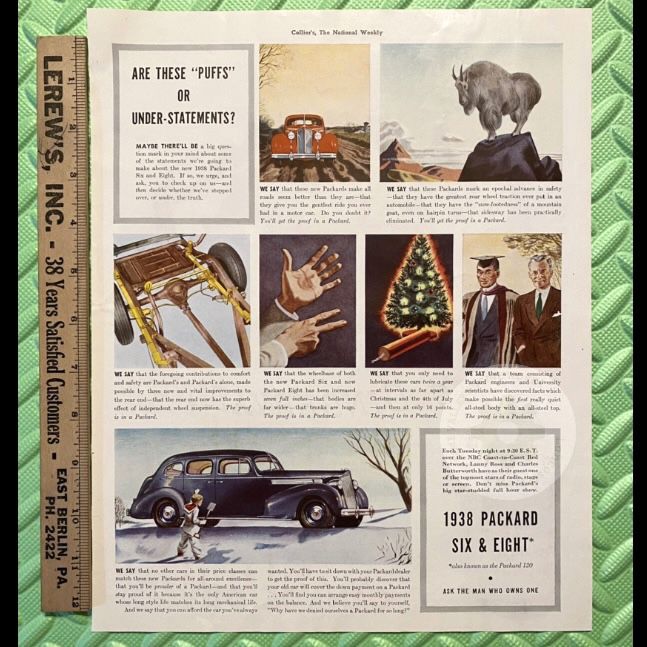 Large Original 1938 Packard Cars Print Ad