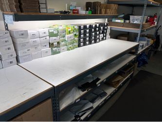 8 Foot Work Bench Table + 2 Lower and 1 Upper Shelves