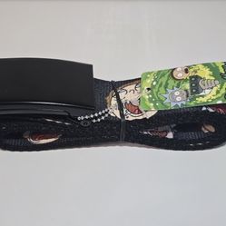 Rick and Morty Buckle Down Belt Faces Adjustable 1.5" Canvas Belt NWT