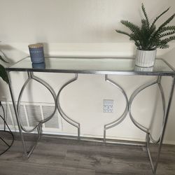Mirrored Glass Console Table – Silver Frame