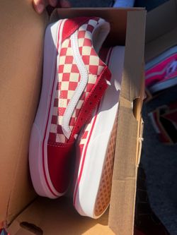 Vans Old Skool Primary Check Red White – Men's 8