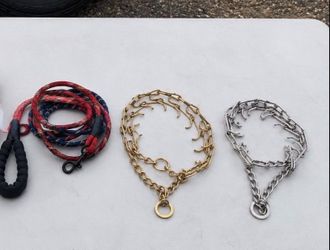 2 Leashes + 2 Chain Collars Bundle