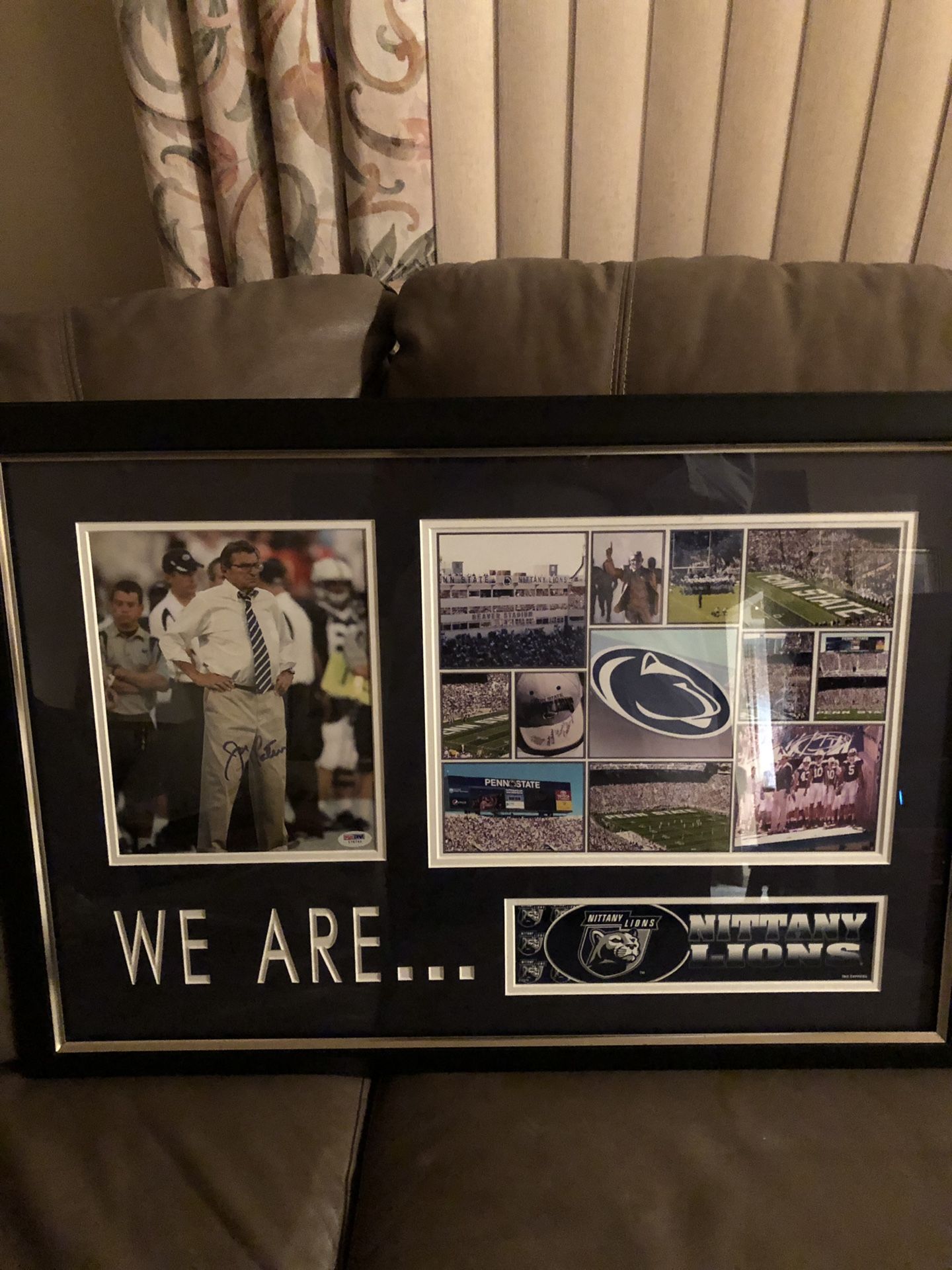 Autographed and Certified Joe Paterno “We Are Penn State” Football Collage, includes Photographed Stills of Beaver Valley, and the Penn State Bumper