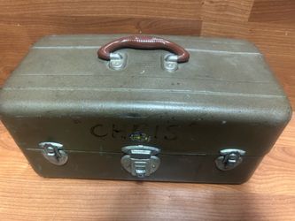 Vintage Union Steel Chest fishing tackle box 2-tier