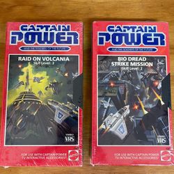 2 Vintage Sealed Captain Power 1987 VHS RAID On Volcania And Bio Dread Strike Mission Matte