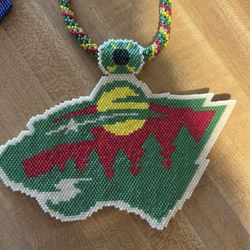 Minnesota Wild Double Sided Beaded Medallion
