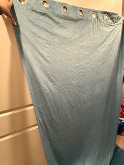 Velvet blue curtain panel pair for windows. Curtains.