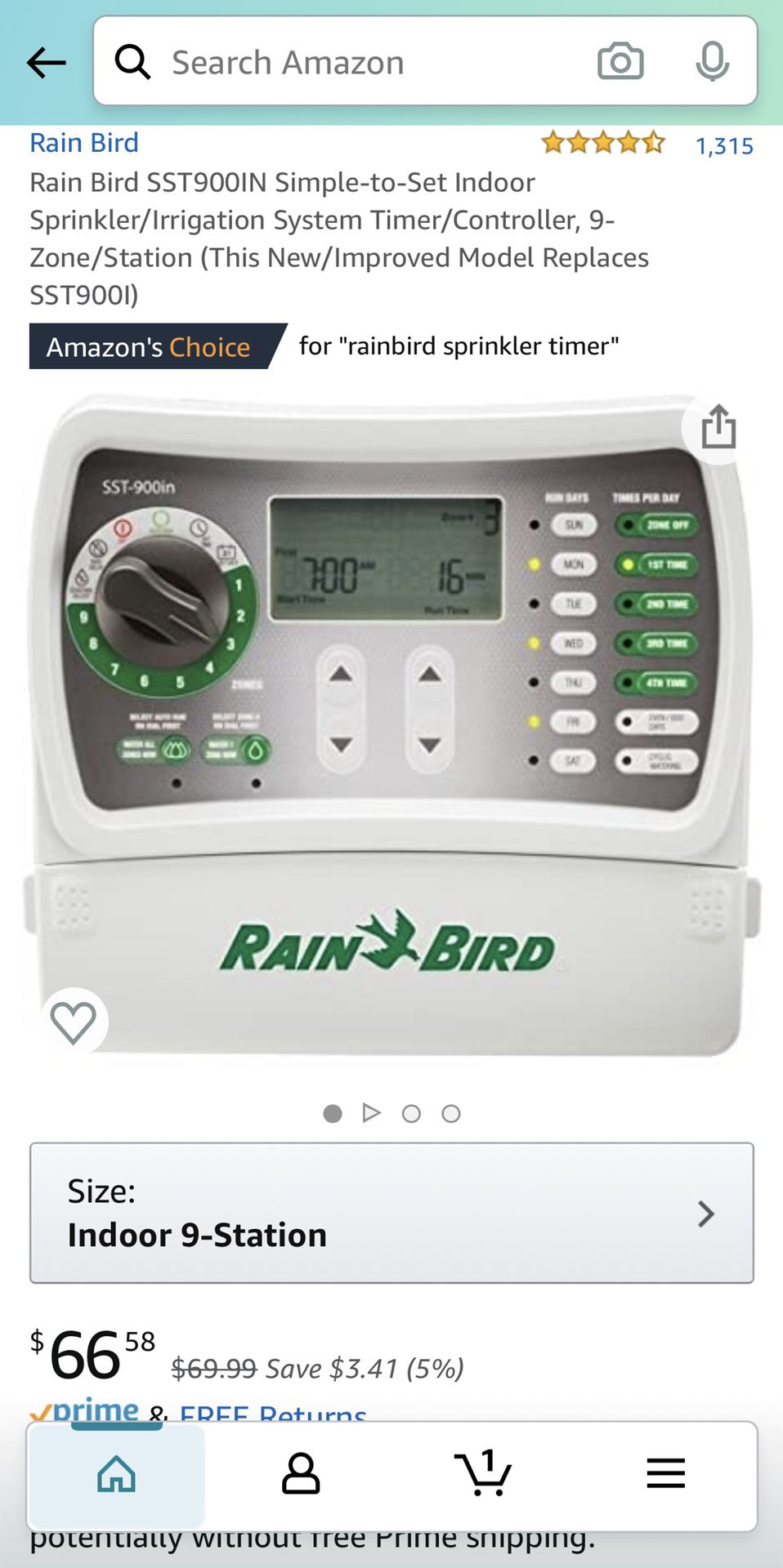 Rain Bird Indoor Irrigation Timer 9zone