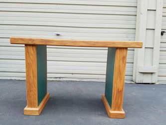Oak Entry/Hall Table with Green Formica Attachment