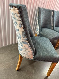 Set of 4 Pier 1 Dining Chairs — Nailhead Trim, Botanical Backs — Retails $900+ —  Asking $275