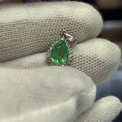 Platinum Emerald & Diamond Pendant 