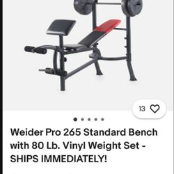 2day Only 75$ Off!!! 💪 Weider Pro 265 Weight Bench + 80lb Vinyl Plates – Tighten Up Season