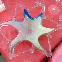 Vintage Murano Glass Hand Blown Star Fish  Dish Italian 9.5"" Decorative 