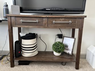 Wooden TV Stand Desk With Drawers