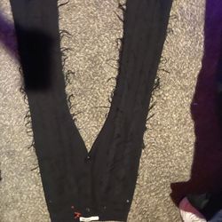 Black Flared Frayed Stacked Jeans