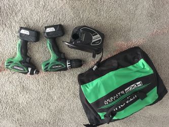 12v hitachi impact and drill two batteries and charger
