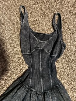 Acid Wash Corset Midi Dress