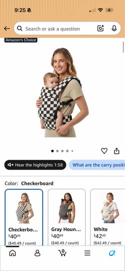 Lujifo Checkered Baby Carrier