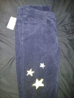  DRIPT DENIM SIZE 34 BLUE VELVET MOON & STARS BUTTON FLY STRAIGHT LEG PANTS (UNISEX) NEW WITH TAGS