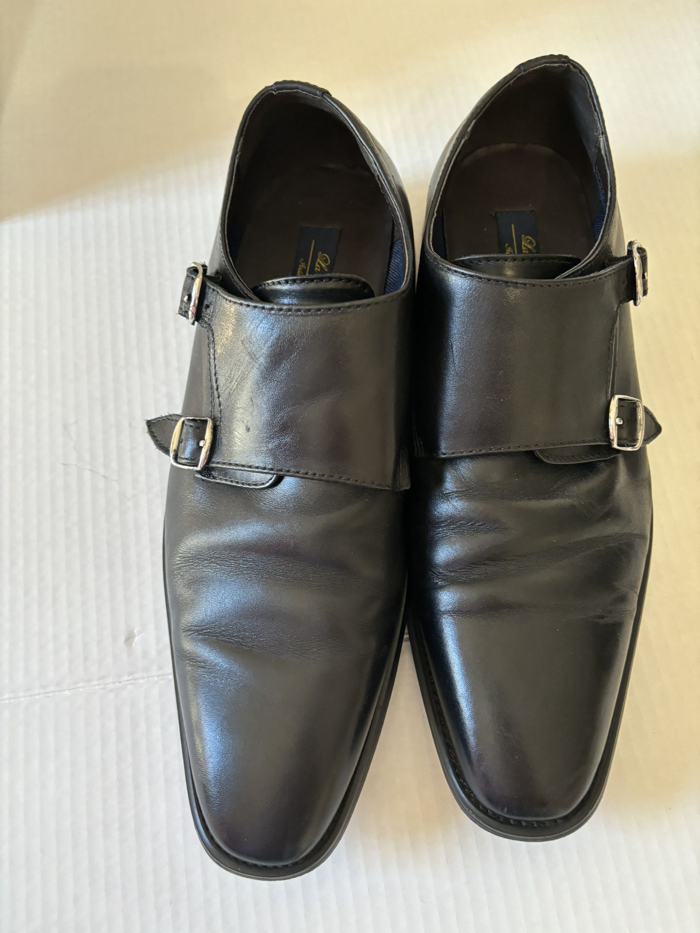 La Milano Double Monk Strap Dress Shoes Mens 11 Black Buckle Adjustable