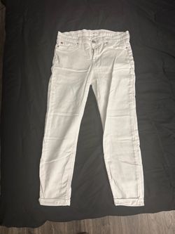 White Slim Fit Jeans with Cuffed Hem Hudson