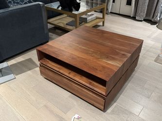 Crate And Barrel Acacia Wood Coffee Table