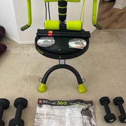 Ab duer 360 Complete Set With Set Of 10lb and 5 Lb Dumbbells New Conditions 