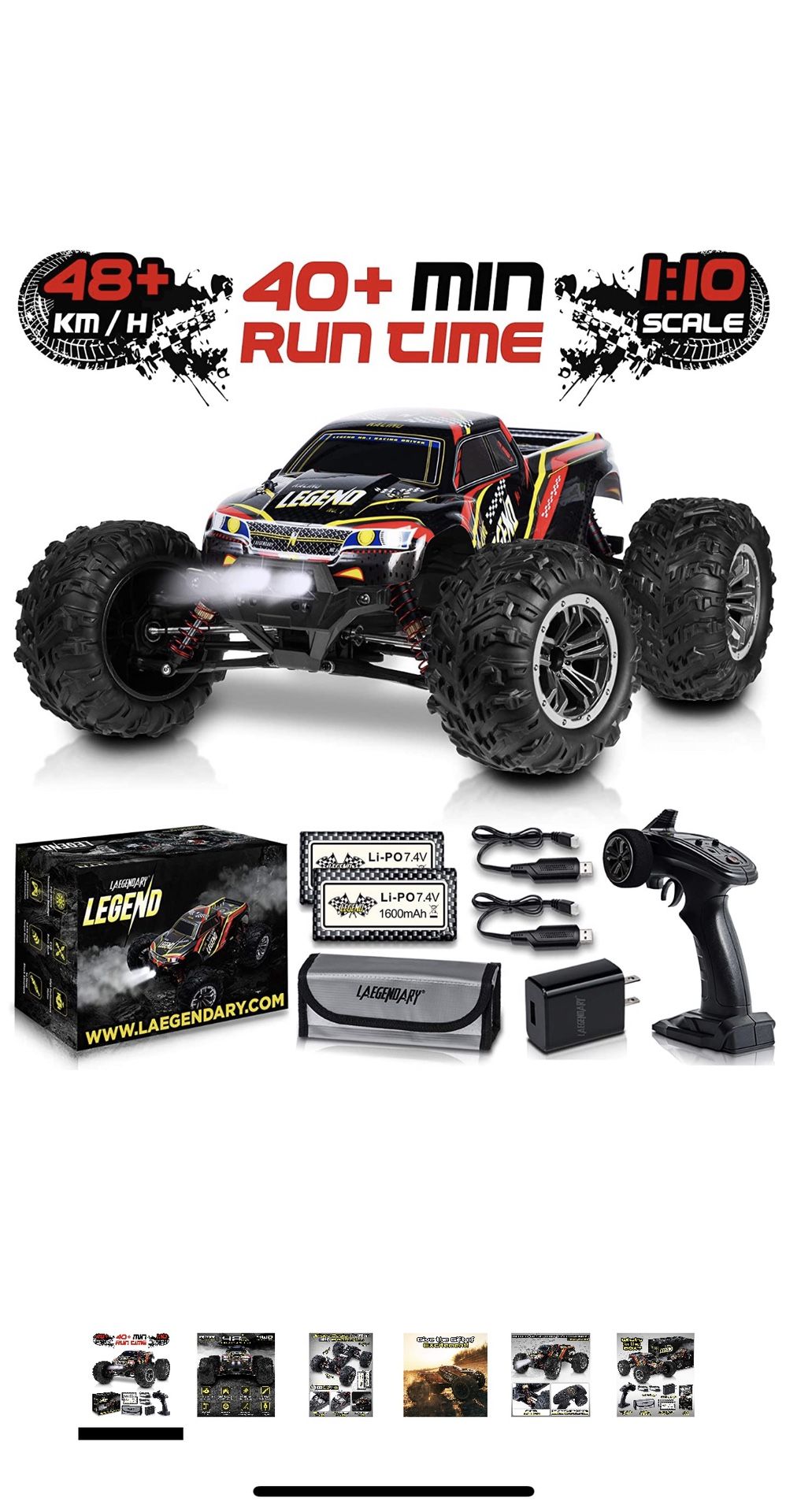 4.7 out of 5 stars 1:10 Scale Large RC Cars 48+ kmh Speed - Boys Remote Control Car 4x4 Off Road Monster Truck Electric - All Terrain Waterproof Toy