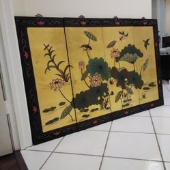 Beautiful Asian Wall Art 4 Peice Sections Nice 👍  No Deliveries  5ft X 3 Ft