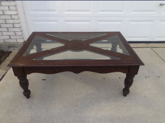 Wood Coffee Table With Glass