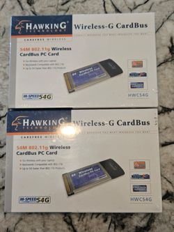 2 New Hawking HWC54G PCMCIA 802.11g 54 MBPS Wireless CardBus Networking Card