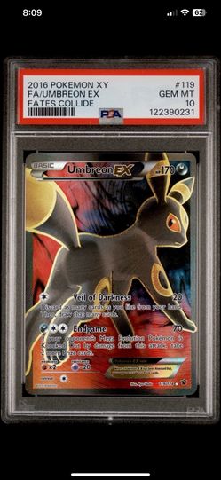 Umbreon Pokemon Psa 10 2016 POKEMON XY FATES COLLIDE #119 FULL ART/UMBREON EX PSA 10 NEW CERT