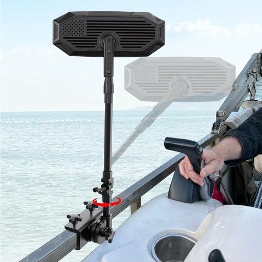 New Flag Pontoon Boat Mirror Rear View Foldable Design & Telescoping Pole